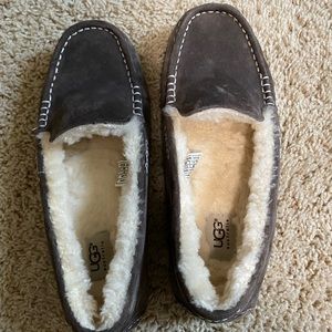 UGG fur lined suede moccasins, size 9